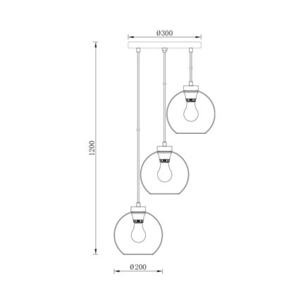 Obsidian Opal Globe visilica 3xE27 - Slika 2