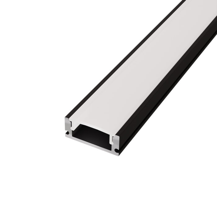 Aluminijumski profil za LED trake sa difuzorom - crni - Rasveta.rs