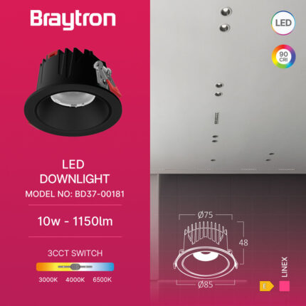 Ugradni LED spot LINEX 10W 3u1 crna - Slika 5