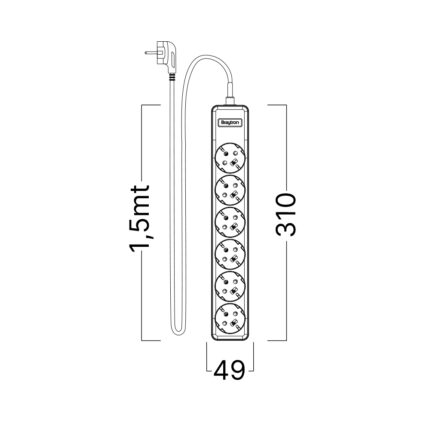 Produžni kabal sa 6 utičnica 1,5m 3×1,5mm - Slika 4