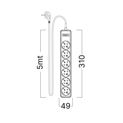 Produžni kabal sa 6 utičnica 5m 3×1,5mm - Slika 4