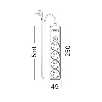 Produžni kabal sa 4 utičnice i prekidačem 5m 3×1,5mm - Slika 4