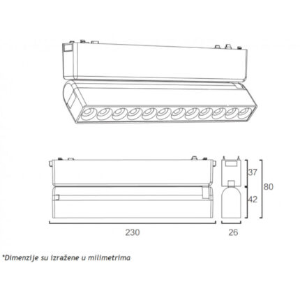 Magnetna rotirajuća LED svetiljka 12W 3000K SLIM crna - Slika 5