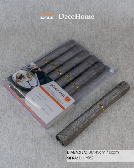 Dekorativni podmetači za tanjire sivi 30*45cm / 6kom - DH-Y169 - Slika 1