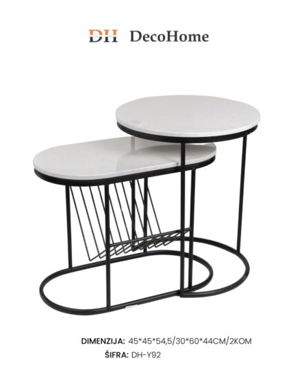 Dekorativni stolovi / crni / 45*45*54.5cm / 30*60*44cm / 2kom - DH-Y92 - Slika 1