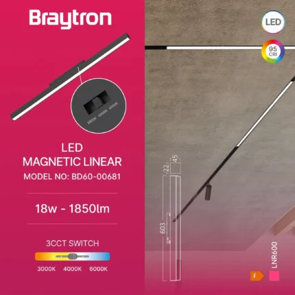 Magnetna linearna LED svetiljka 18W, 3u1 - Slika 4