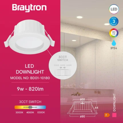 LED Downlight 9W 3u1 IP54 beli - Slika 4