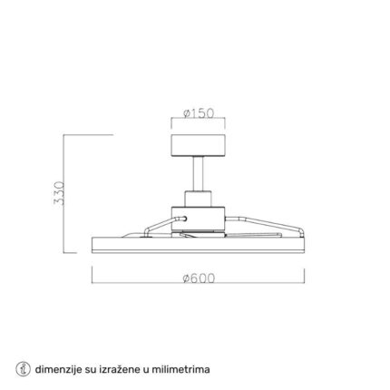 Plafonski LED ventilator FD210 BREEZE crna - Slika 4