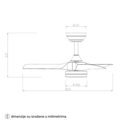 Plafonski LED ventilator FD220 BRYCE crna - Slika 4