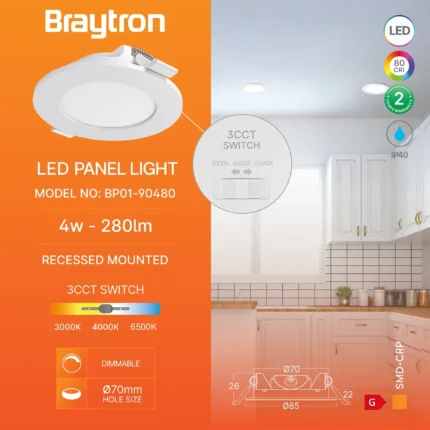 LED panel 4W 3u1 IP40 dimabilni ugradni beli krug - Slika 3