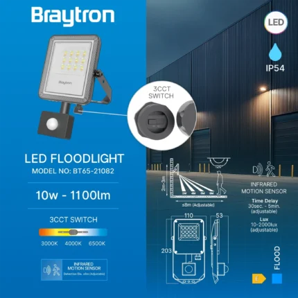 LED reflektor PF 10W sivi 3u1 IP65 sa senzorom - Slika 4