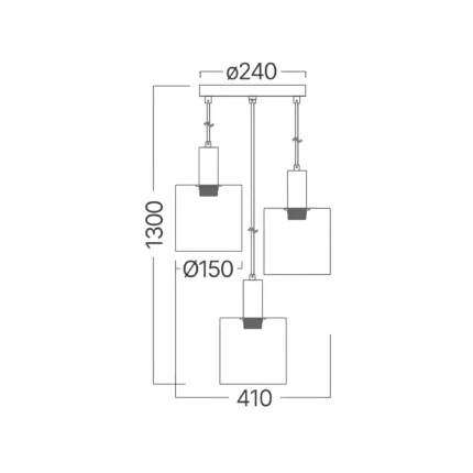 Visilica MODERN 2 – 3×E27 smoke - Slika 4