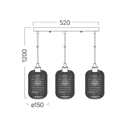 Visilica WIRE 2 – 3×E27 drvo - Slika 4