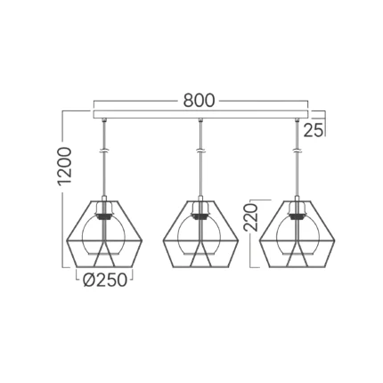Visilica WIRE 5 – 3×E27 crni - Slika 4