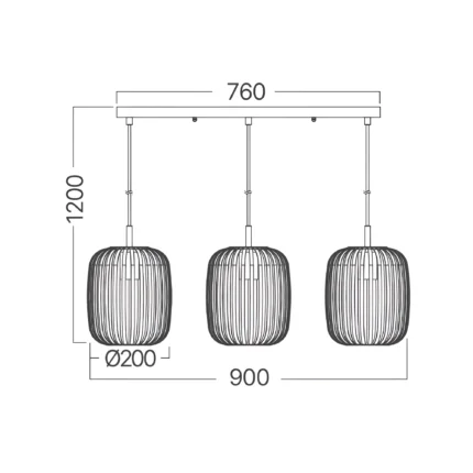 Visilica WIRE 7 – 3×E27 bež - Слика 4