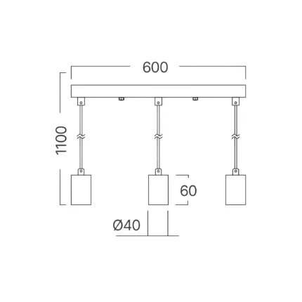 Visilica LONG 9 – 3×E27 crni - Slika 4